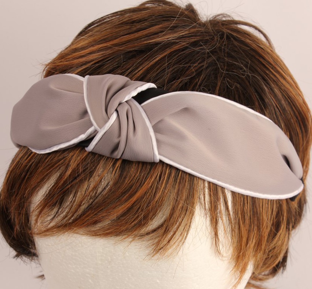 Fashion pearl bead knotted headband grey Style: HS/4671/GRY image 0